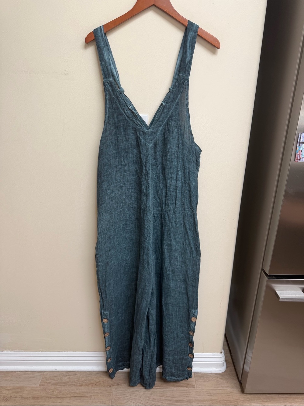 Meo Meli Linen Tie-Shoulder Jumpsuit in Slate Blue